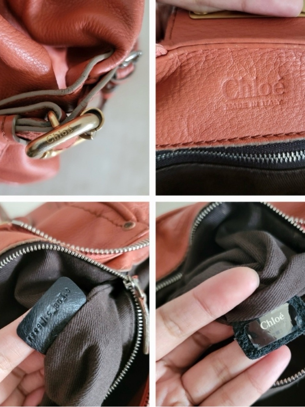 RARE Authentic Chloe Paddington coral Satchel bag with padlock - Picture 14 of 15